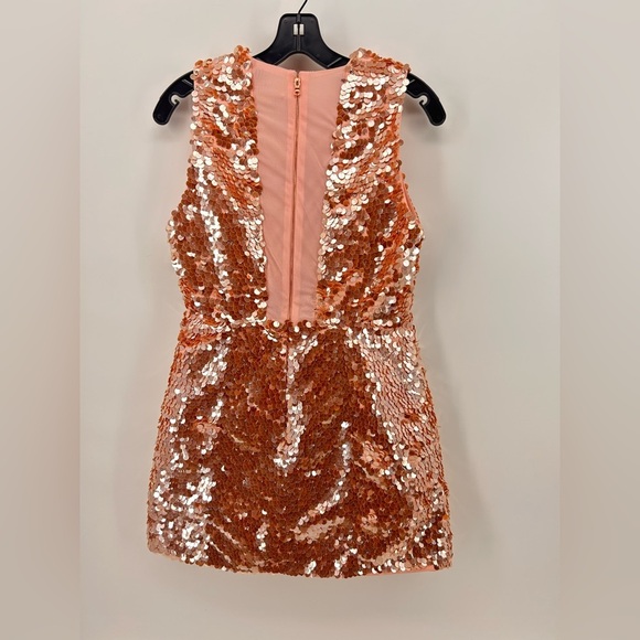 Alice + Olivia Pacey V-Neck Disc Sequin Minidress in Pearl Blush Size 4 NWT - Picture 5 of 12